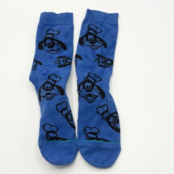 Stance x Disney Goofy Print Blue Crew Socks - Women’s US LG - Picture 1 of 5